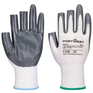 GRIP 13 NITRILE 3 FINGERLESS GLOVE (PK12) WHITE/GREY