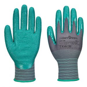 GRIP 15 NITRILE CRINKLE GLOVES (PK12) GREY/GREEN