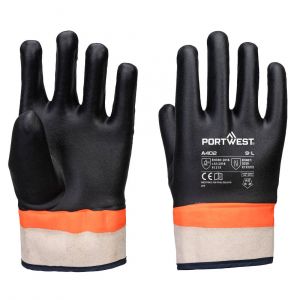 GRIP PVC SANDY DOUBLE DIPPED GLOVES BLACK/ORANGE