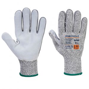 CUT D13 LEATHER PALM GLOVES GREY