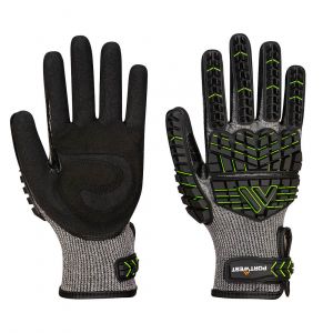 IMPACT F15 NITRILE FOAM TPR REINFORCED G PALM GLOVES BLACK/GREEN