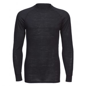 MEN'S MERINO WOOL CREWNECK BASELAYER TOP BLACK