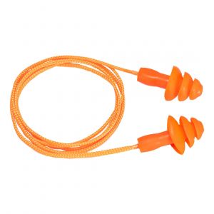 REUSABLE CORDED TPR EAR PLUGS (50 PAIRS) ORANGE