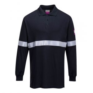 MEN'S MODAFLAME KNIT FLAME RESISTANT LONG SLEEVE POLO SHIRT NAVY