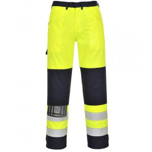 MEN'S BIZFLAME WORK HI-VIS MULTI-NORM CONTRAST FLAME RESISTANT TROUSERS YELLOW/NAVY