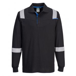 MEN'S MODAFLAME KNIT FLAME RESISTANT LONG SLEEVE POLO SHIRT BLACK