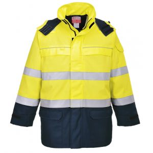 MEN'S BIZFLAME RAIN+ HI-VIS MULTI-NORM CONSTRAST FLAME RESISTANT JACKET YELLOW/NAVY