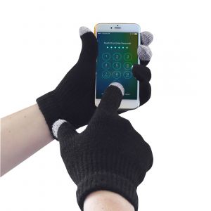 TOUCHSCREEN KNIT GLOVES BLACK