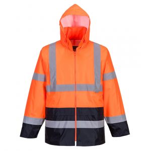 MEN'S HI-VIS CONTRAST CLASSIC RAIN JACKET ORANGE/NAVY