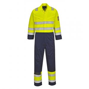 MEN'S MODAFLAME WORK HI-VIS MULTI-NORM CONTRAST FLAME RESISTANT COVERALL YELLOW/NAVY