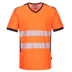MEN'S HI-VIS V-NECK MESH INSERT T-SHIRT SHORT SLEEVE