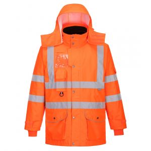 MEN'S HI-VIS BREATHABLE 7-IN-1 TRAFFIC JACKET ORANGE