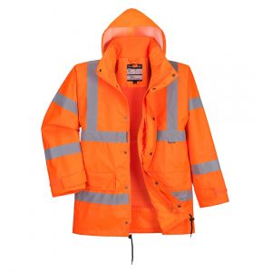 MEN'S HI-VIS BREATHABLE INTERACTIVE RAIN TRAFFIC JACKET ORANGE