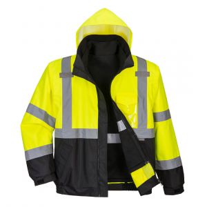 MEN'S HI-VIS 3-IN-1 CONTRAST PREMIUM BOMBER JACKET YELLOW/BLACK