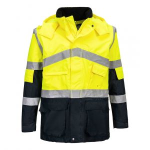 MEN'S HI-VIS BREATHABLE CONTRAST RAIN JACKET YELLOW/NAVY