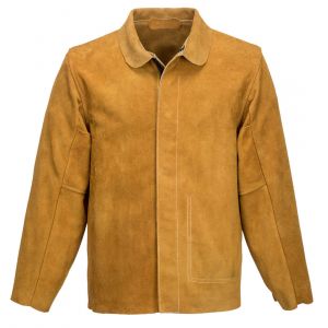 MEN'S FLAME RESISTANT LEATHER WELDING JACKET TAN