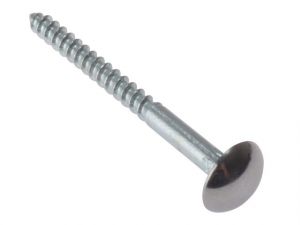 MIRROR SCREW CHROME DOMED TOP SLOTTED CSK ST ZP 1.1/4IN X 8 BAG 10