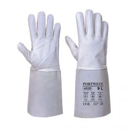 TIG WELDERS 85 GRAIN LEATHER GAUNTLET GREY