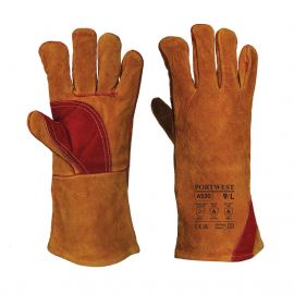 WELDERS 330 SPLIT LEATHER REINFORCED PALM GAUNTLET BROWN