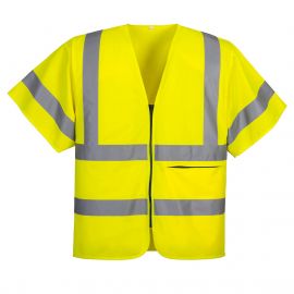 MEN'S HI-VIS BAND AND BRACE ZIP VEST SHORT SLEEVE YELLOW