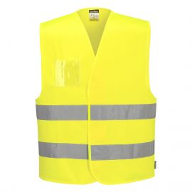 MEN'S HI-VIS TWO BAND DUAL ID HOLDER VEST YELLOW