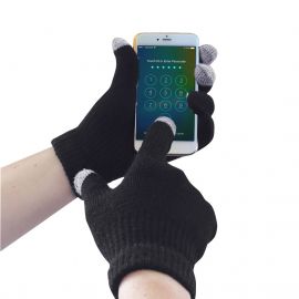 TOUCHSCREEN KNIT GLOVES BLACK