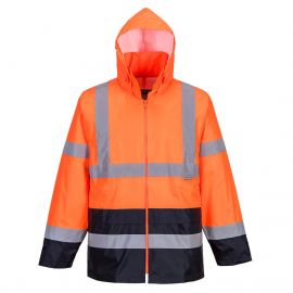 MEN'S HI-VIS CONTRAST CLASSIC RAIN JACKET ORANGE/NAVY