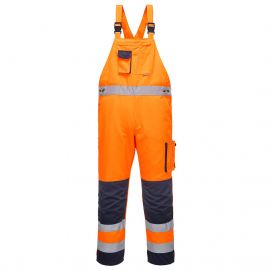 MEN'S DIJON HI-VIS CONTRAST WORK BIB AND BRACE ORANGE/NAVY